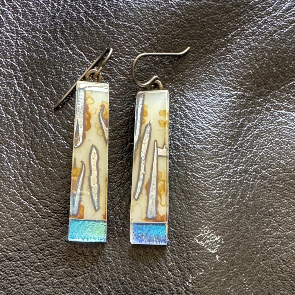 Elegant Silver and Blue Rectangular Earrings